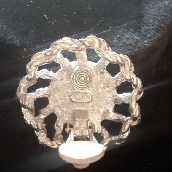 Anne Klein Silver and White Flower Design Earrings - Picture 5 of 5